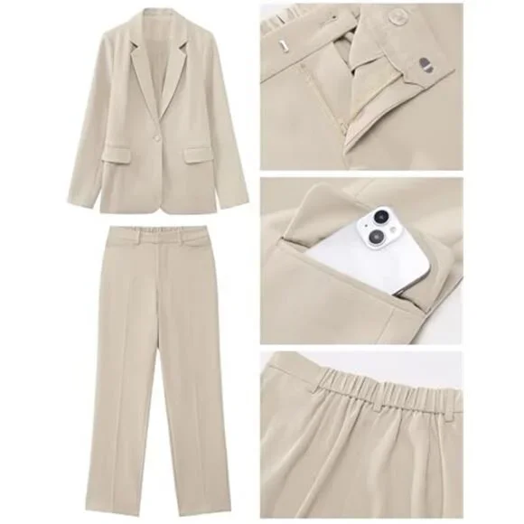 Women's Two Piece Sets Pants Suits Dressy Business Casual Outfits Professional - Picture 5 of 7